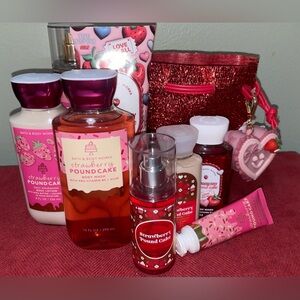 STRAWBERRY POUND CAKE REGULAR & TRAVEL SIZES NINE ITEMS + REUSABLE GIFT BAG